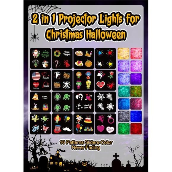 Halloween Christmas Projector Lights Outdoor 26 HD Effects 3D Ocean Wave Pattern - Picture 2 of 7